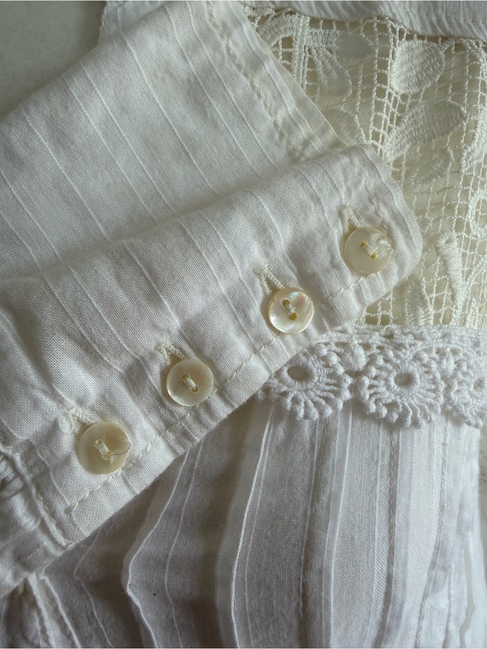 Featherbone by Anthropologie Ivory Lace Panel Button-Front Tunic Dress - Picture 7 of 9